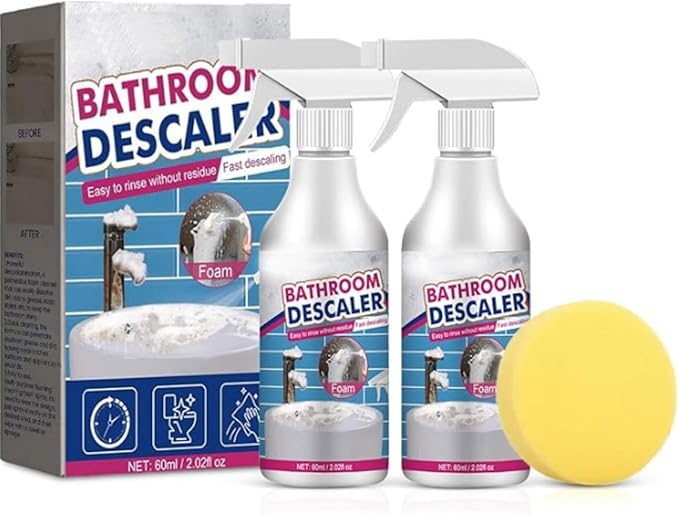 Bathroom Descaler Foam Cleaner Spray, All Purpose Stubborn Stains Cleaner, Bubble Cleaner Foam Spray for Toilet Bath Shower Glass Sink Cleane (2)