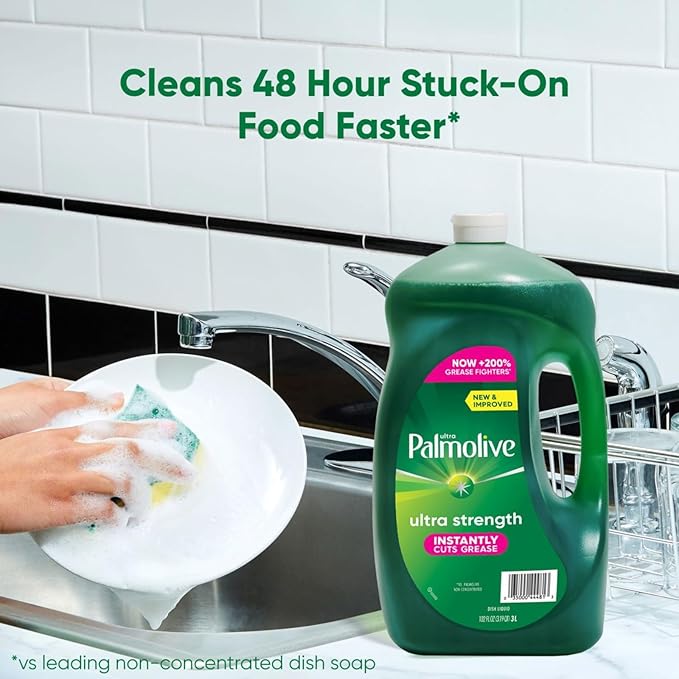 Ultra Palmolive Antibacterial Dishwashing Liquid, Original Scent, Dish Soap Refill 102 Fl. Oz, bundled with Heavy Duty Scotch Brite Sponge
