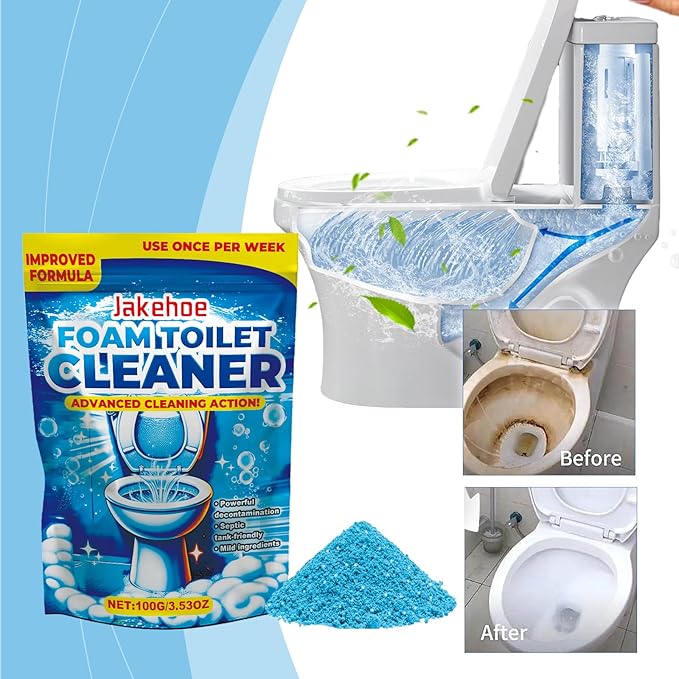 Foam Toilet Cleaner, Advanced Formula, Septic Safe；Self Activating Miracle Powder for Toilet Bowl Cleaning-2Pack