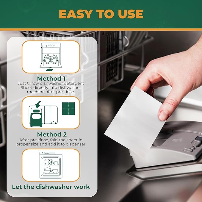 Eco-Friendly, Biodegradable, Dishwashing Detergent Sheets (Plant-Based Formula – 60 Sheets) – Fresh Lemon