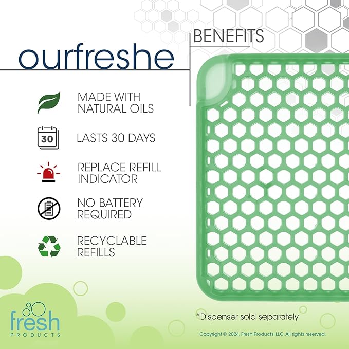 Fresh Products ourfreshe Plug In Air Freshener 30 Day Refills Replace Messy Aerosols with Dry Fragrance For Use in Medium Sized Spaces Cucumber Melon 6 Pack