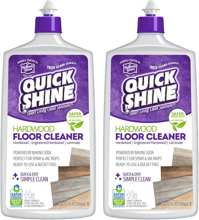 Quick Shine Hardwood Floor Cleaner 27oz, 2Pk| Use in Spray & Vac Mops| Removes Dirt & Scuff Marks| Ready-to-Use, Streak Free, No Rinse| Safer Choice Cleaner| Perfect for Gentle and Effective Cleaning