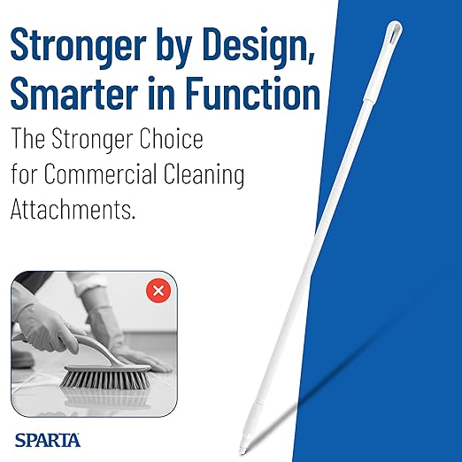 SPARTA 48" Fiberglass Replacement Handle with 3/4" Acme Thread Tip, Polyester Veil Reinforced, Hanging Cap, Commercial Cleaning, White (Pack of 12)