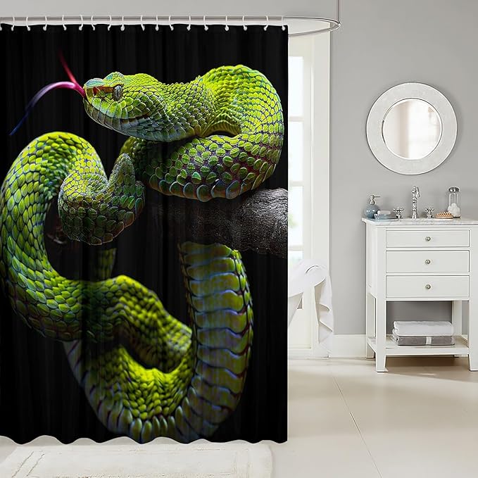 Castle Fairy Snake Waterproof Shower Curtain,Wild Python Pattern Fabric Shower Curtains,Animal Theme Bath Curtain,Reptile Window Treatment for Adult Women Man Home Bathtubs Decorative 72" W x 84" L