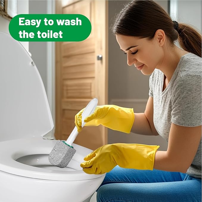 Pumice Stone Toilet Bowl Cleaner, Bathroom Cleaner Brush, Toilet Bowl Stain Remover Eraser, Commode Deep Cleaning Accessories, Cleans Hard Water Ring/Calcium Buildup/Stains