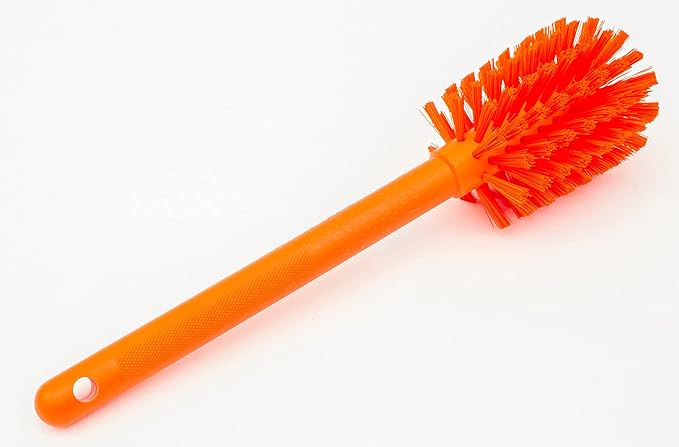 SPARTA 12 Inch Bottle Brush with Polyester Bristles and Plastic Handle, Color Coded, Large Round Head Cleaner for Bottles Jars and Food Service Equipment, Orange
