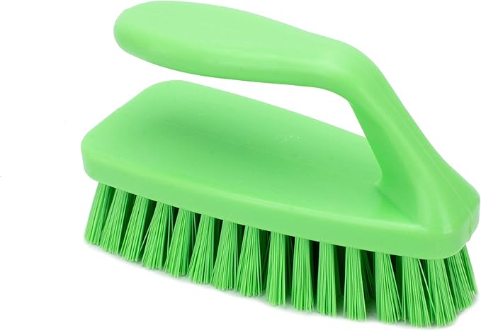SPARTA Scrub Brush with Iron Shaped Handle and Stiff Bristles, Heavy Duty Scrubber Brush for Kitchen, Bathroom, Shower, Tile, Sink, Carpet and Bakepans, Polypropylene, 6 Inches, Lime