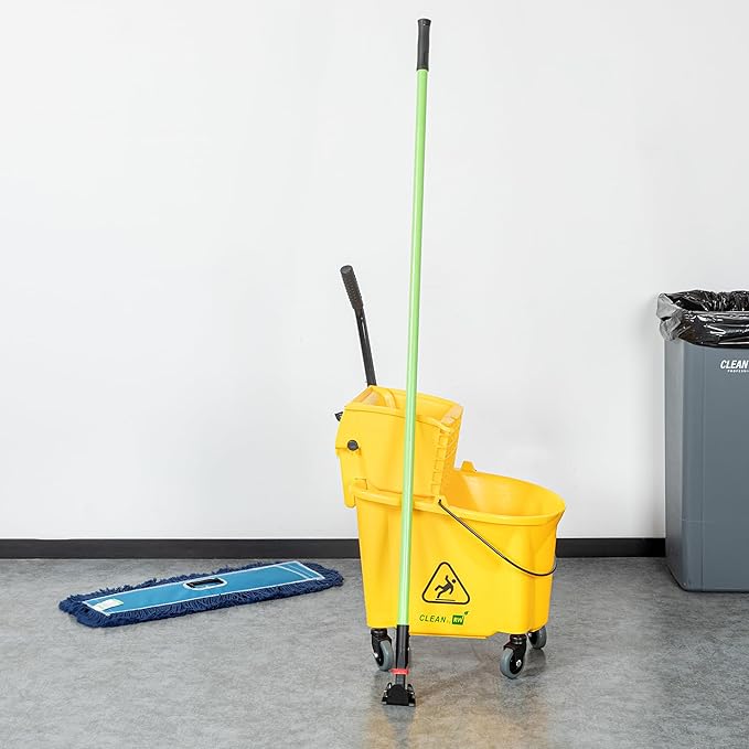 Restaurantware-Handle ONLY: Clean Tek Professional 63.98 Inch Dry Mop Handle, 1 Durable Mop Stick - Head and Frame Sold Separately, Ergonomic Grip, Green Fiberglass, for Home Use