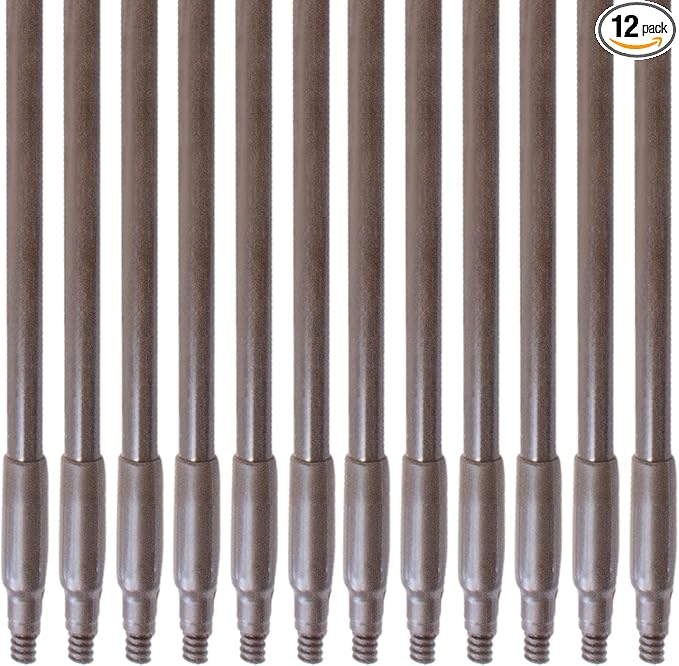 SPARTA Fiberglass Broomstick Replacement Broom Handle with Acme Threaded Tip for Industrial Cleaning Tools, Fiberglass, 60 Inches, Brown, (Pack of 12)