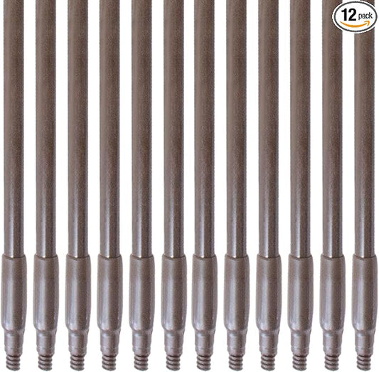 SPARTA Fiberglass Broomstick Replacement Broom Handle with Acme Threaded Tip for Industrial Cleaning Tools, Fiberglass, 60 Inches, Brown, (Pack of 12)