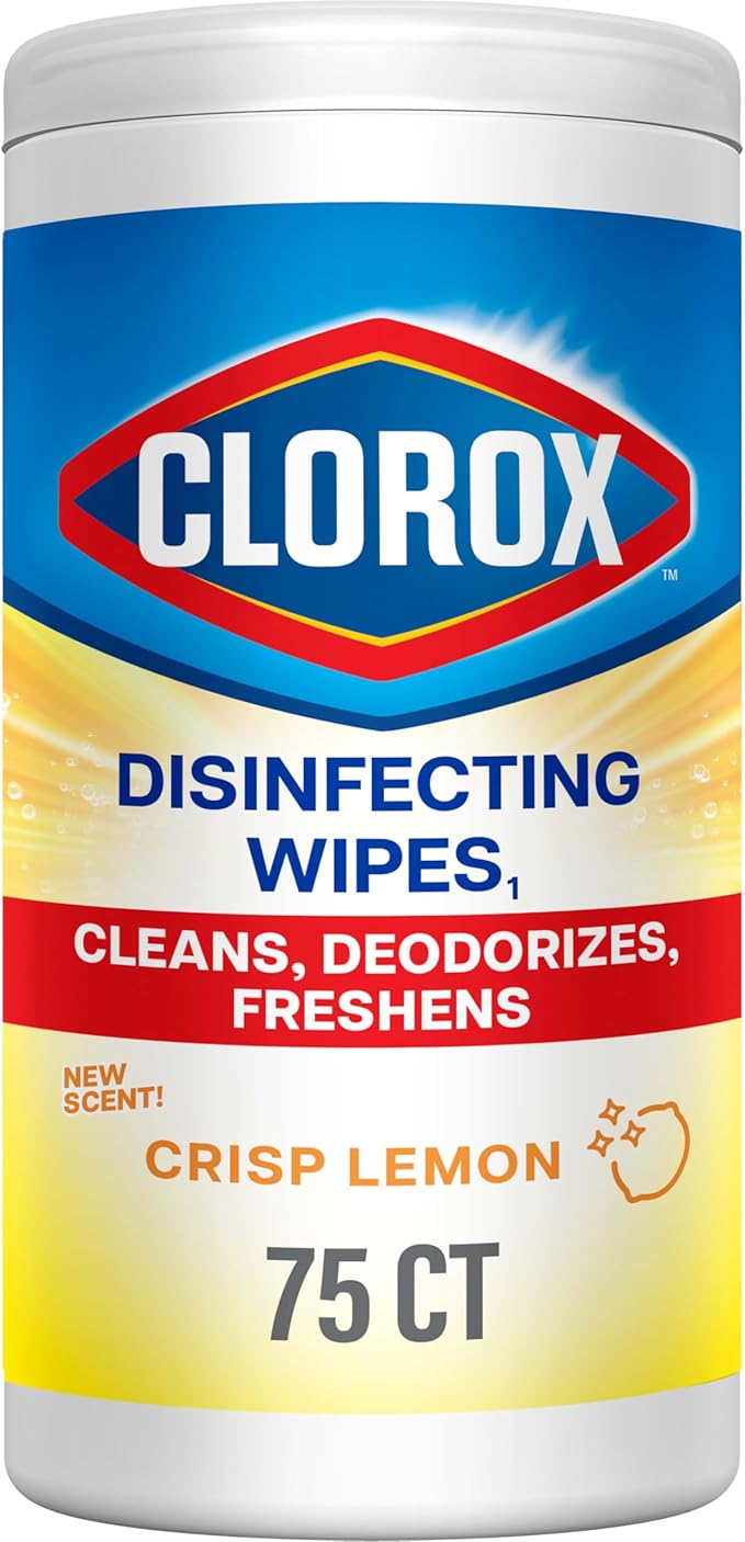 Clorox Disinfecting Cleaning Wipes, Antibacterial, Bleach Free, Crisp Lemon, 75 Count (Pack May Vary)