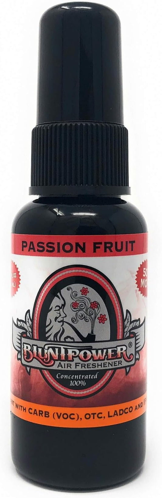 BluntPower Concentrated Air Freshener - Passion Fruit (1 Pack) for Room and Car - Oil-Based Diffuser Spray Bottle - Long-Lasting Bathroom, Car Freshener & Odor Eliminator