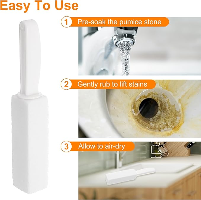 HARFINGTON 4pcs Pumice Stone Toilet Bowl Cleaner with Handle for Hard Water Marks Cleaning on Toilets, Grills, Tiles, Grout, Sinks, Bathtubs, Pools, White,Dark Gray
