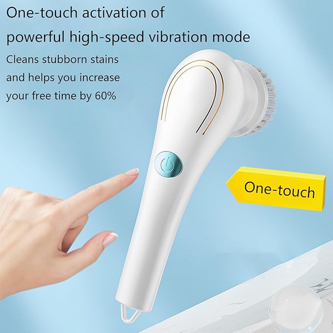 Electric Scrubber - Handheld Multifunctional Bathroom Cleaner, Powerful Shower Tool with Replaceable Brush Heads for Bathtub, Tile, Floor, Kitchen, Long Tail Household Cleaning Accessory