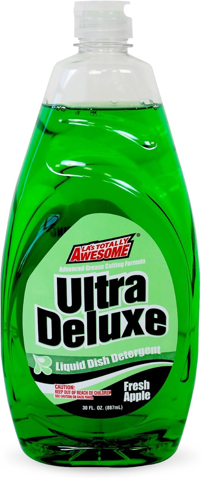 La's Totally Awesome Dish Soap Liquid – Fresh Apple Scent (30 fl oz, Pack of 8) – Grease-Fighting Dishwashing Liquid from Awesome Cleaner Brand
