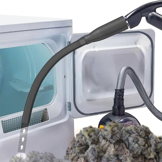 PetOde Dryer Vent Cleaner Kit Vacuum Hose Attachment, Quickly Removes Lint, Cleaning Supplies, Black