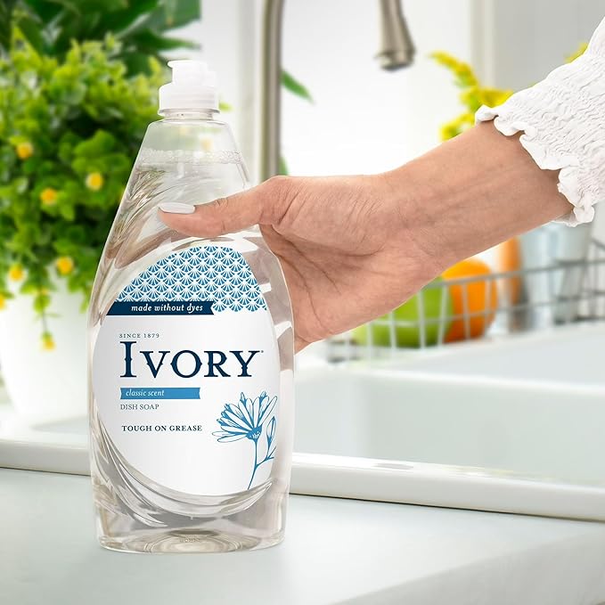 Cleaning Essentials includes Ivory Classic Dish Soap Dishwashing Liquid 709ml/24fl oz - Pack of 2, Value Bundle Packed