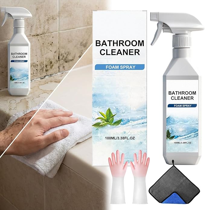 Scale Remover Bathroom Cleaner, 3.38OZ Bathroom Cleaner Foam Spray for Shower, Glass, Tiles, Stainless Steel, Glass and Toilet