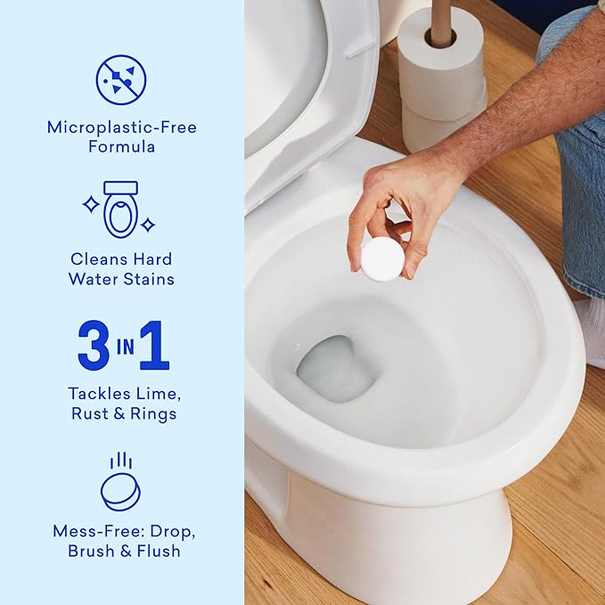 BLUELAND Toilet Bowl Cleaner Tablets, Starter Set, 14 Count with Tin, Peppermint Eucalyptus, Plastic-Free, No Harsh Chemicals, Plant-Based