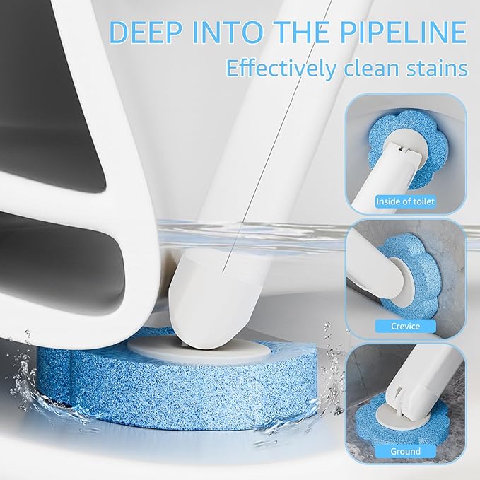 Toilet Brush Cleaning Kit, Toilet Cleaning System - Storage Caddy and 18/24 Toilet Brush Refills, Adhesive Wall Mounted Toilet Bowl Cleaner Brush with Handle (Set 01)