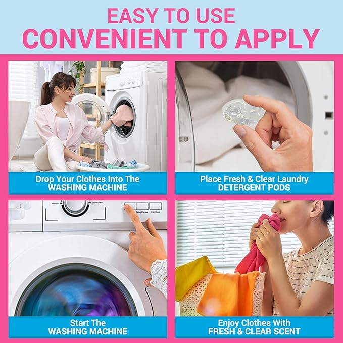 WBM Home Laundry Detergent Pods, 32 Count | Fresh & Clear Unscented | Laundry Pods 10x Ultrapower Cleaning With Color Protection and Eco-Friendly Packaging