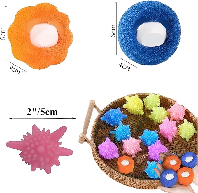 15 Packs Washer Balls, Reusable Tangle-Free Eco-Friendly Laundry Scrubbing Balls, Solid Colorful Laundry Washing Balls Enhance Your Machine Cleaning Power + 5 Pack Laundry Ball Hair Extractors