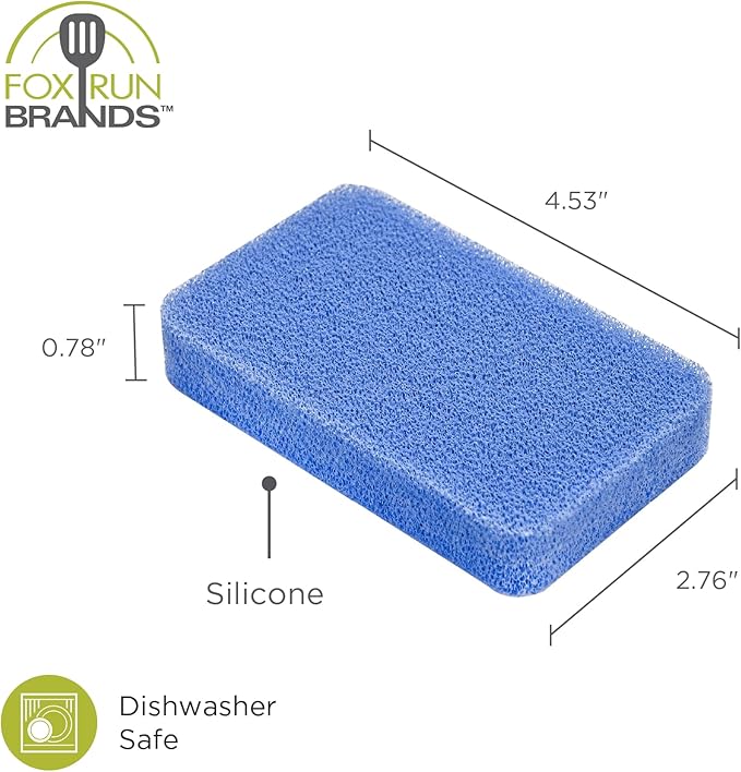 Fox Run Silicone Dish Scrubbers, Set of 6 Multi-Purpose Reusable Cleaning Brushes, Safe for Non-Stick, Blue, Cyan, and Light Purple