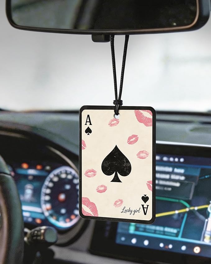 Trendy Pink Leopard Orange Citrus Car Air Freshener 4pcs, Funky Y2k 8 Ball Lips Skateboard Deck Cheetah Hanging Scents Car Accessories Interior Mirror Decor for Women Girls