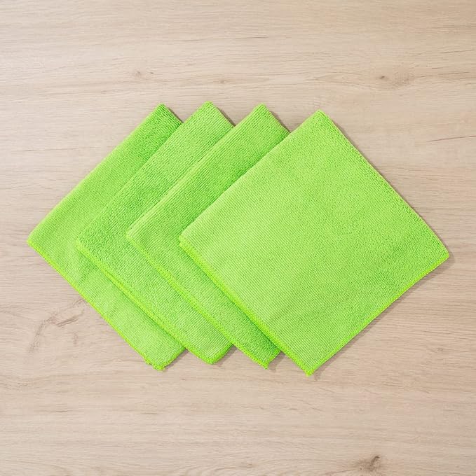 Restaurantware Clean Tek Professional 16 x 16 Inch Cleaning Cloths 100 Lint Free Microfiber Towels - Highly Absorbent Non Abrasive Green Microfiber Cleaning Rags Reusable For All Purpose Use