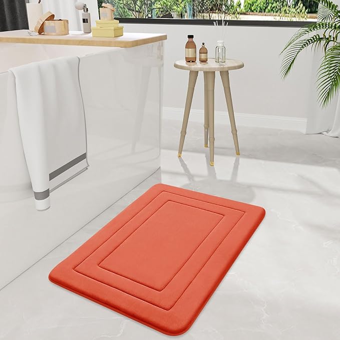 Arotive Memory Foam Bathroom Rug Mat 36x24, Ultra Soft and Absorbent Bath Mat, Machine Wash Dry, Comfortable Bath Rug Carpet for Bathroom Floor, Tub and Shower, Coral