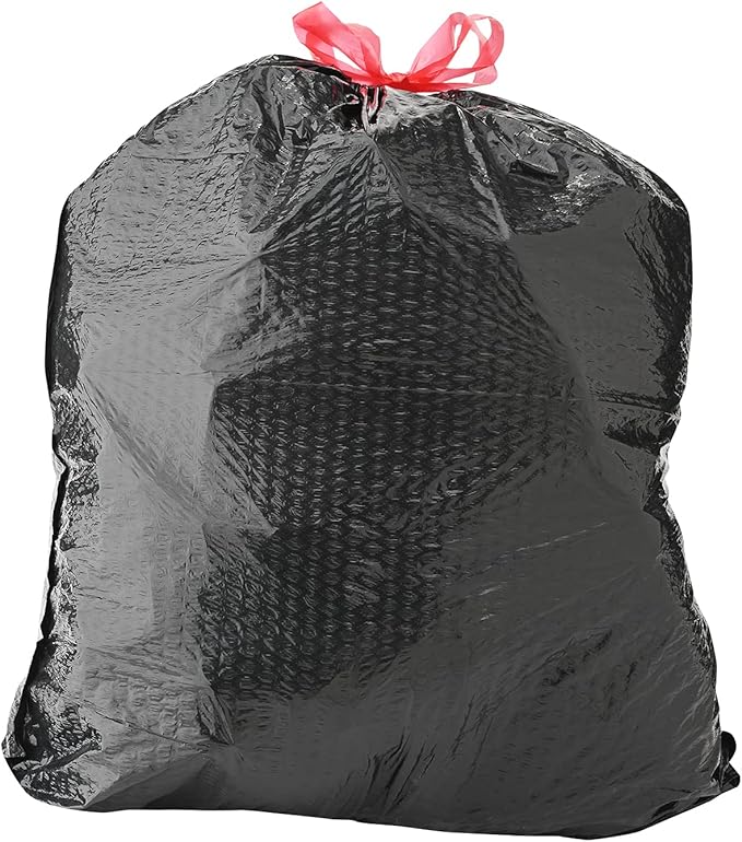 Amazon Basics Flextra Multipurpose Drawstring Trash Bags, 30 Gallon, 50 Count, Tear Resistant