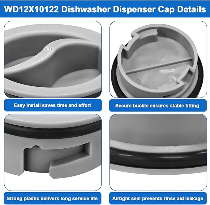 WD12X10122 Dishwasher Rinse Aid Dispenser Cap Compatible with GE Dishwasher, Replaces WD12X10102 WD12X10200 PS958932 EAP958919 AH958932 (1Pcs)