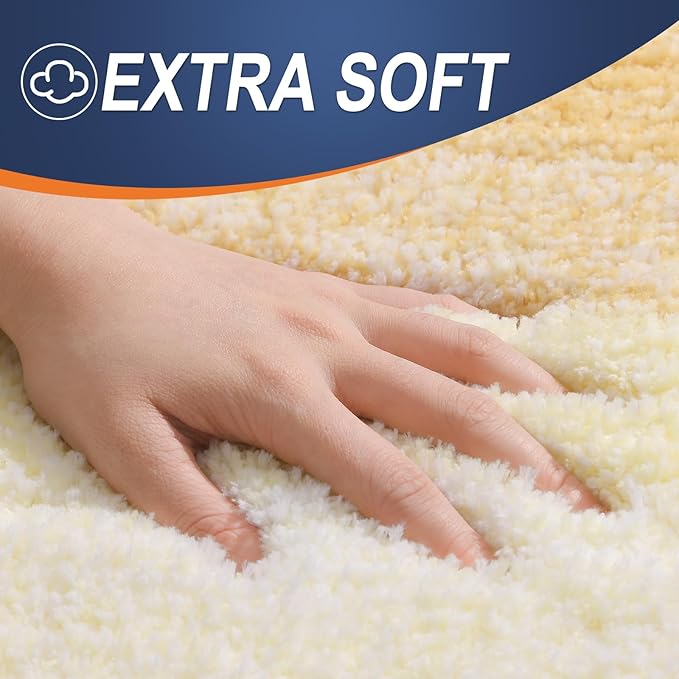 OLANLY Bathroom Runner Rugs Mat 59x24, Extra Soft Absorbent Microfiber Bath Rug, Rubber Backing, Quick Dry, Washable Long Bath Mats for Bathroom, Tub and Shower, Home Decor Accessories, Light Yellow