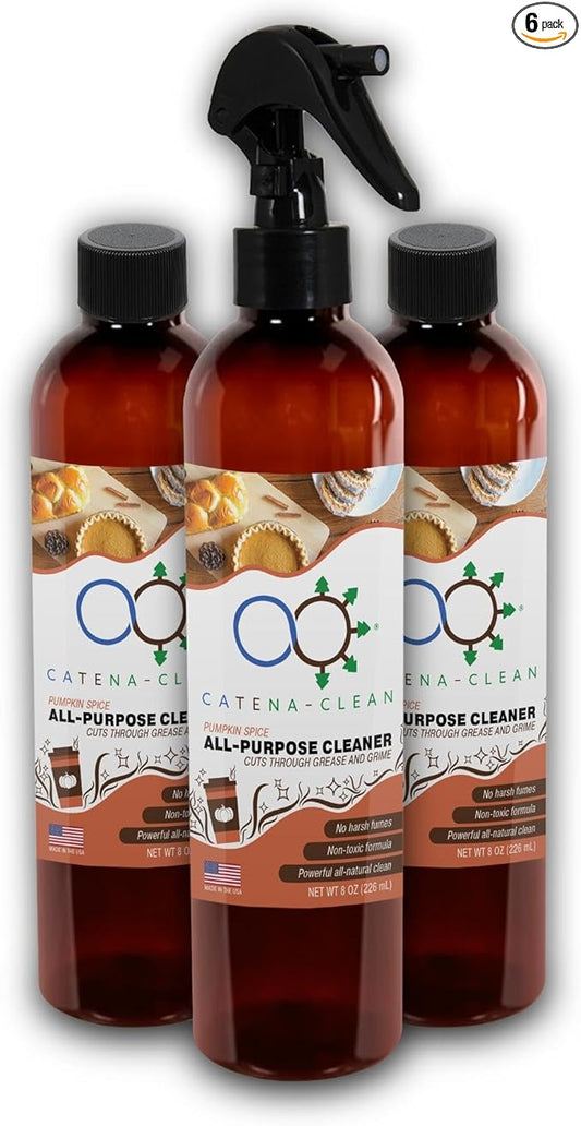 Natural Pumpkin Spice Bathroom Cleaner (Pack of 3) – Refreshing, Fast Acting, All Purpose Spray Cleaner for Toilet, Shower, Tile, Tub, & Sink – Descaler, Limescale, Grime, & Soap Scum Remover 8 fl. oz