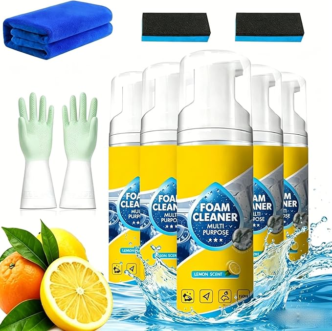 Auto Go Foam Cleaner, 2026 Upgrade 4-in-1 Multi-Enzyme Foam Cleaner – Deep Clean Car, Kitchen Enzyme Cleaners, All-Purpose Deep Cleaning Spray for Cars Interior, for Car, Kitchen, Sofa (5pcs, cleaner)