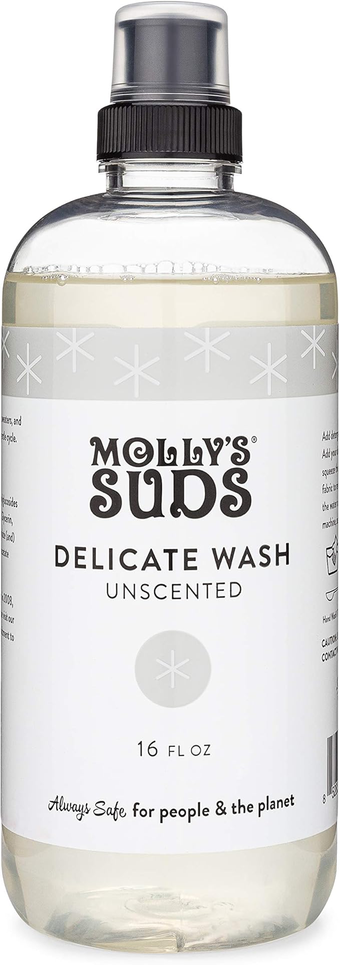 Molly's Suds Delicate Wash Liquid Laundry Soap | Clean, Simple Ingredients | Gently Removes Stains and Deodorizes | Unscented, 16 fl oz