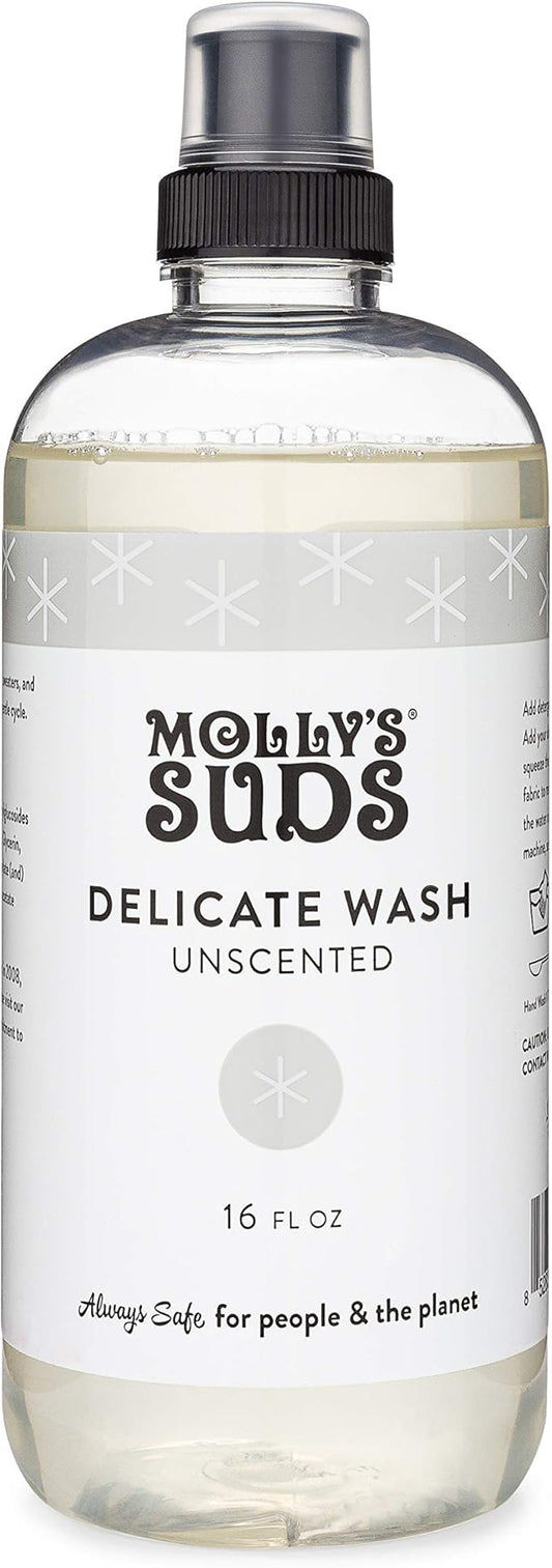 Molly's Suds Delicate Wash Liquid Laundry Soap | Clean, Simple Ingredients | Gently Removes Stains and Deodorizes | Unscented, 16 fl oz