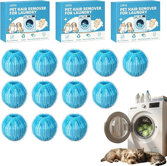 Pet Hair Remover for Laundry, 2026 Reusable Dog & Cat Hair Remover, Efficient Debris, Hair Cleaner, Pet Hair Catcher for Clothes, Bedding, Washing Machine Hair Catcher (Blue 12pcs)