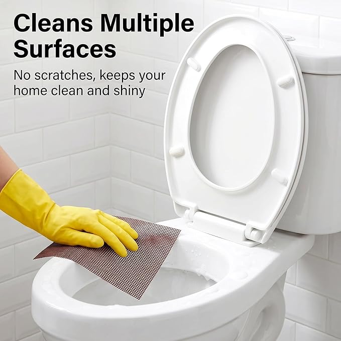 15Pcs Toilet Cleaning Screens, 5.5 x 4 Inch Hard Water Stain Remover Pads, Toilet Ring Remover Abrasive Grit Mesh, Flexible Scrubbing Screen Mesh for Bowls, Griddle Stain Calcium Deposits Carbon Rust