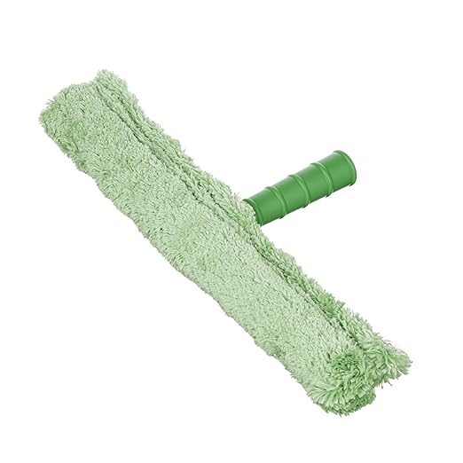 Unger Commercial 14" Microfiber StripWasher® with T-Bar Handle, Case of 10 – High Water Retention and Integrated Scrub Pad for Streak-Free Window Cleaning NC350
