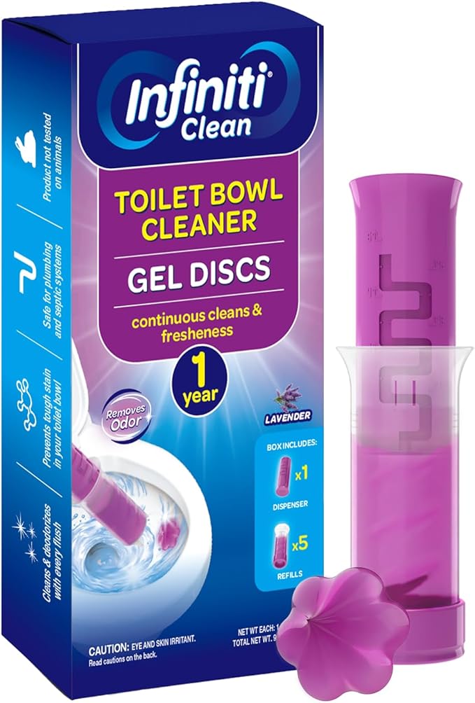Toilet Gel Stamp, 5 Pack (Total 40 Stamps, Up to 1-Year Supply) Toilet Bowl Freshener, Long Lasting Toilet Cleaners Gel for Bathroom Odor Control (Lavender)