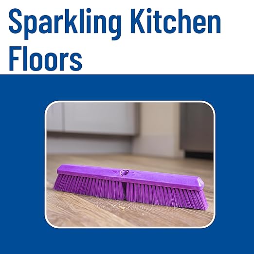 SPARTA Omni Sweep Plastic Push Broom Head, Heavy Duty, Industrial Broom With Color Code System For Outdoor, Indoor, Garage, Concrete, Patio, Kitchen, Bathroom, 18 Inches, Purple