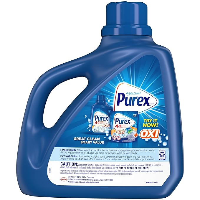 Purex Fresh Mountain Breeze Liquid Laundry Detergent, 150 fl oz, 115 loads.