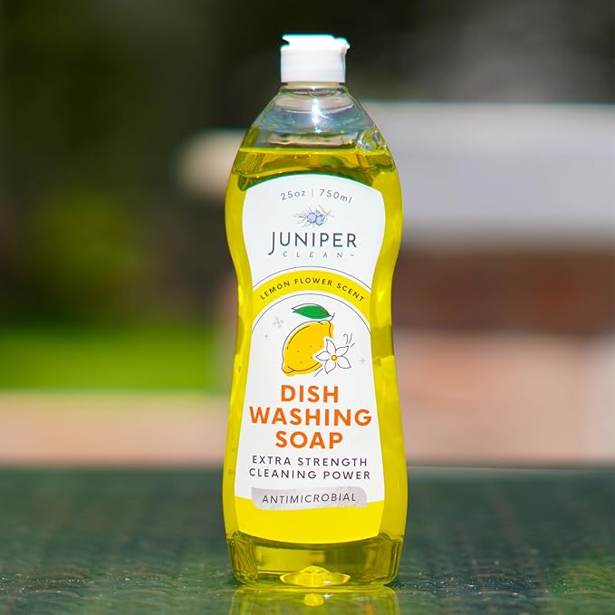 Juniper CLEAN, Dish Soap, Lemon Scent, Liquid Dish Washing Soap Squeeze Bottle 25 Fl Oz (Pack of 6)