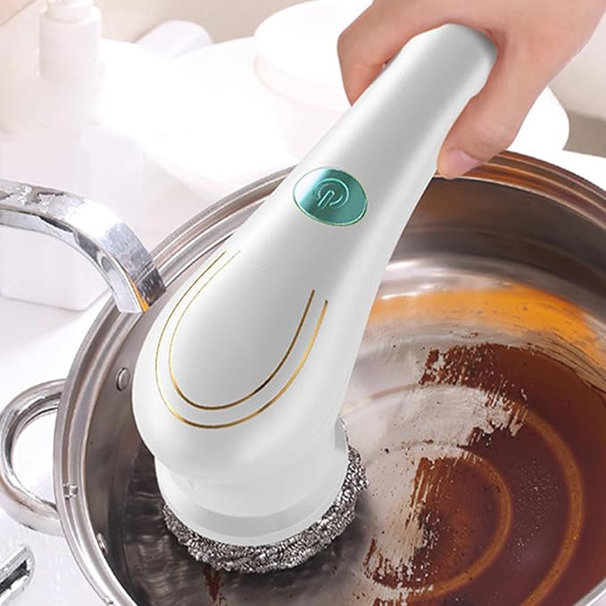 Electric Scrubber - Handheld Multifunctional Bathroom Cleaner, Powerful Shower Tool with Replaceable Brush Heads for Bathtub, Tile, Floor, Kitchen, Long Tail Household Cleaning Accessory