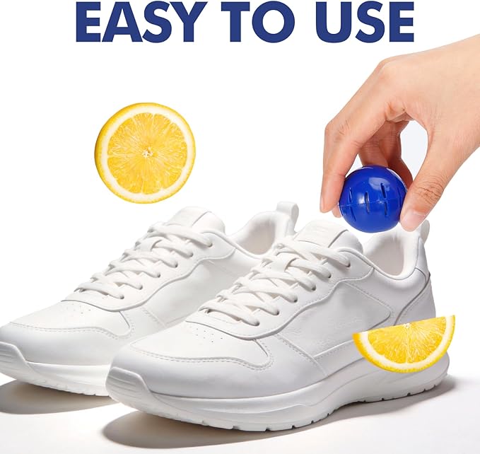 Sneaker Deodorizer Shoe Freshener Balls 6 Pack Fresh Scent, Small Spaces Odor Eliminator for Gym Bags, Cars and Lockers, Long-Lasting Odor Control, No Twist Just Drop In