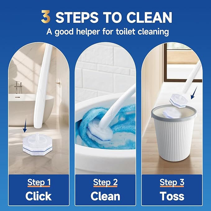 100 Count Toilet Wand Refills Compatible for Clorox, 5X Cleaning Power Toilet Bowl Wand Refills & High-Density Disposable Toilet Brush Scrubber - No Falling Apart, Instant Foam Cleaning