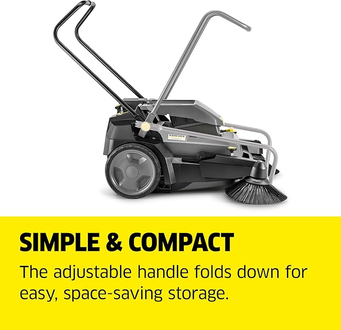 Kärcher Pro Walk Behind Outdoor Push Sweeper, KM 70/30 C Bp 2SB, Battery Powered, Suction System, Dust Filter - 38" Working Width, 11.9 Gallon - for Commercial Use in Warehouses, Workshops, and More