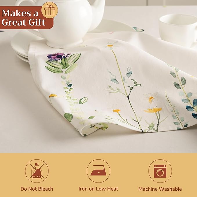 Maison d' Hermine 100% Cotton Cloth Napkins Set of 4 Everyday Reusable Square Napkins Cloth Washable Dinner Party Wedding Restaurant Hotel Kitchen Spring Summer (Botanical Fresh, 20" x 20")