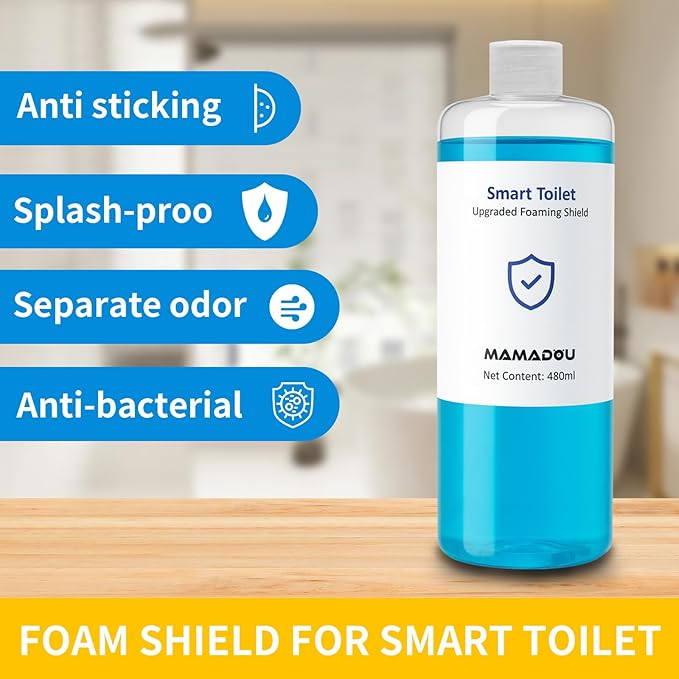 MAMADOU 480ml Foam Shield Smart Toilet Spray Splash Proof Odor Control Cleaning Aid Foam Agent Toilet Prevents Water Splashing Stains Fresh Bathroom Solution 1 Pack